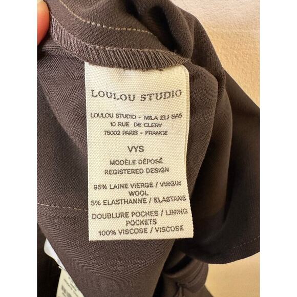 NWT Loulou Studio Brown Wide Leg Wool Blend Dark Academia Trouser Pants Size XL - Picture 11 of 12